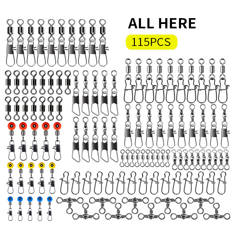 Fishing Equipment Box - 115pcs Fishing Swivel Connectors Kit with