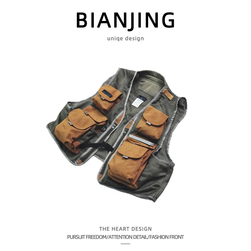 Fishing Vest Jacket - Retro American-style men's work jacket, fishing