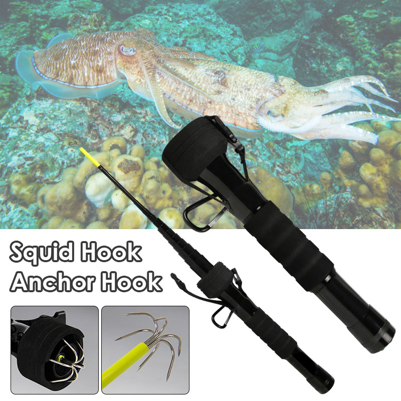 Carbon Fishing Rod - 4/3M Telescopic Squid Gaff Anchor Hook