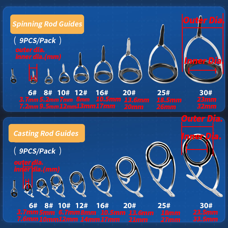 9Pcs Fishing Rod Guides Ring R - Fishing Equipment Rod 评论和价格